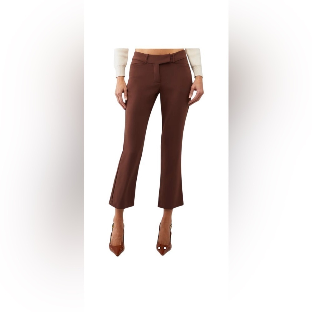 Amanda Uprichard Paris Pants XL Brown Cropped Flare Trousers NWT